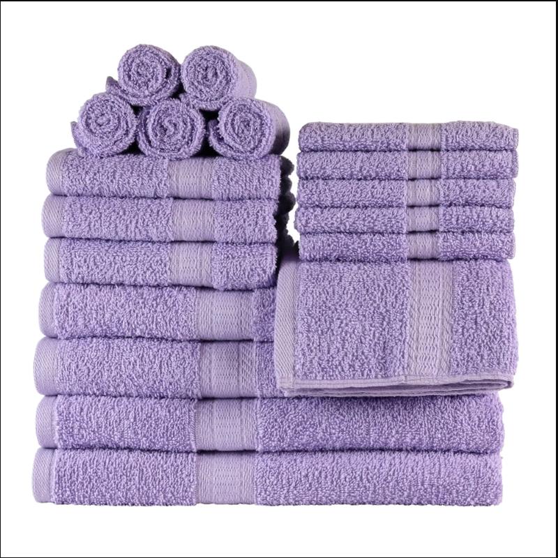 Basic Solid 18-Piece Bath Towel Set Collection, Available in multiple colors Hand Stripe