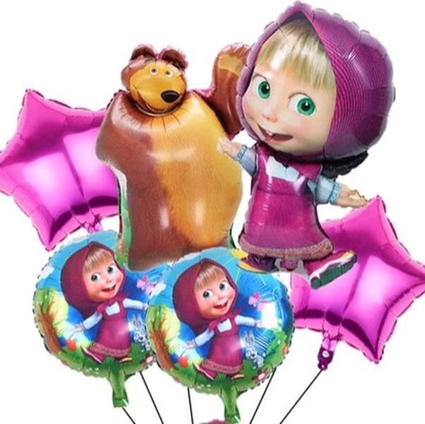 6PC MASHA AND THE BEAR BALLOONS