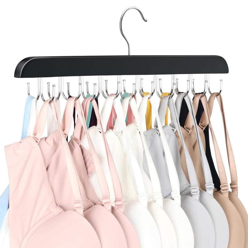 Wooden Bra Hanger, 1 Count 20 Hooks Capacity Foldable Bra Hanger, Space Saving Hanger for Dorm & Apartment