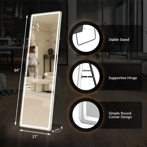 1pc Full-Length LED Standing Mirror, 64