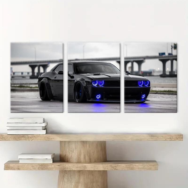 Car Pattern Canvas Painting with Frame, 3 Counts set Modern Wall Art, Wall Decor for Home Living Room Bedroom Study Room Office