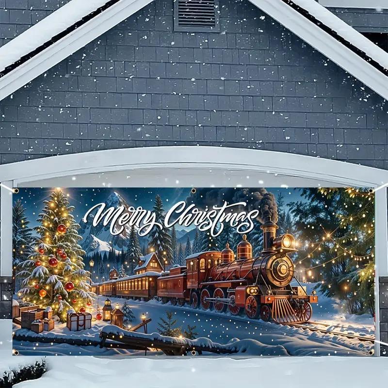 Christmas Themed Garage Door Cover, 1 Count Snowproof & Windproof Garage Door Banner, Festive & Party Supplies for Indoor & Outdoor