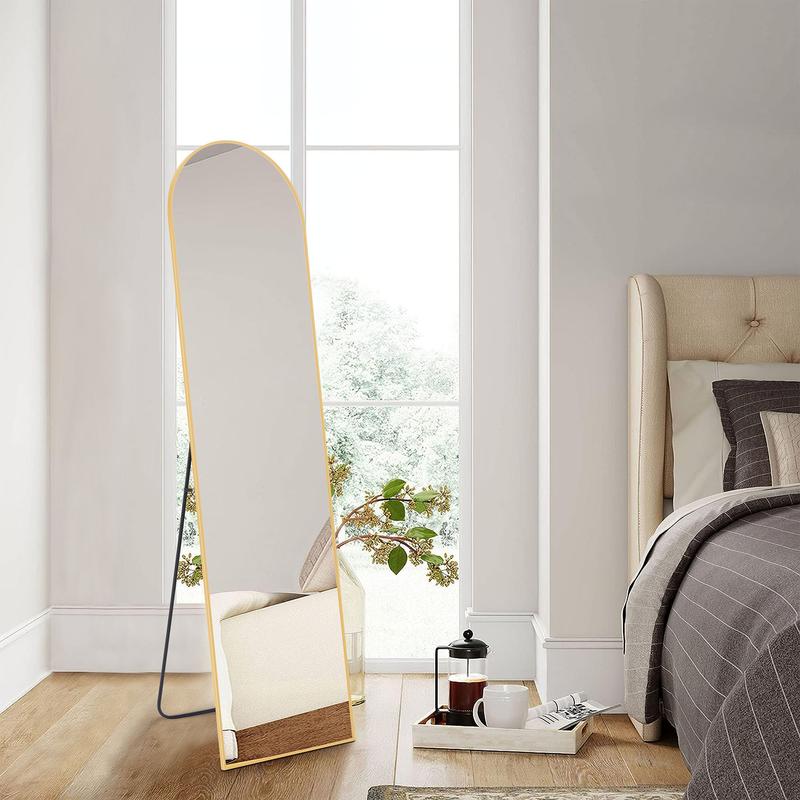 Crafted Comforts Full Length Mirror Body Mirror with Stand Aluminum Alloy Thin Frame for Living Room Bedroom Cloakroom Decor