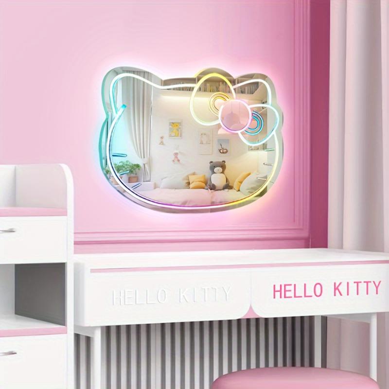 Sanrio Hello Kitty Acrylic Neon Sign Mirror with Remote Control, Multicolor LED Wall Hanging, Makeup Vanity Mirror, USB Powered, No Battery, for Bedroom, Living Room Decor, Certified Authentic