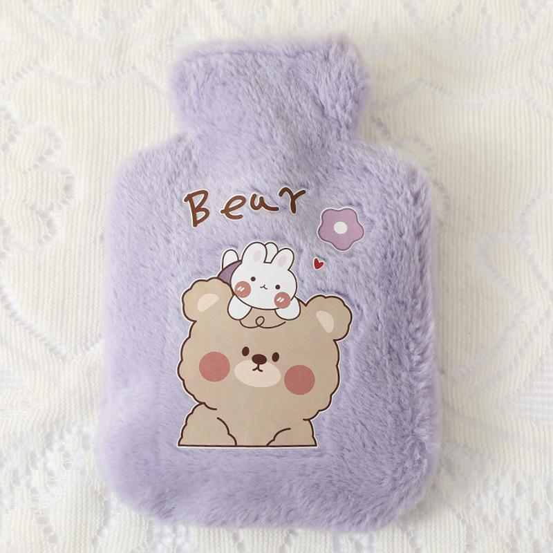 Cartoon Plush Rabbit Bear Hot Water Bottle Water Filling Velvet Small Portable Student Hand Warmer Cute Warm Water Bag