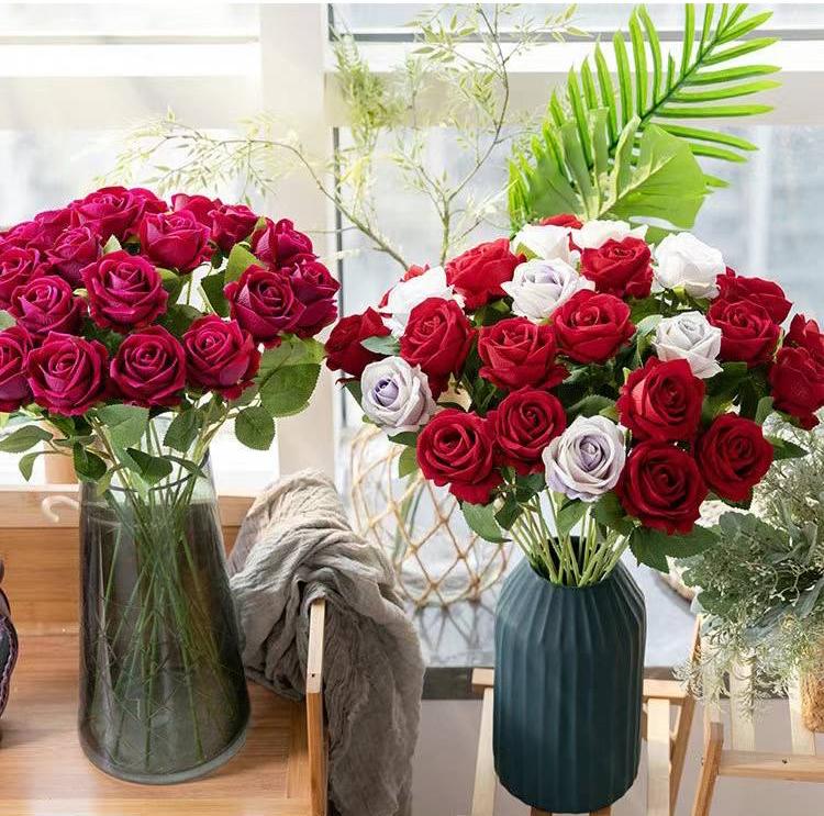 11pc Rose artificial flowers, living room decoration, shop decoration, wedding decoration, office decoration, household items, flower arrangement art, gifts, holiday gifts, Valentine's Day gifts.