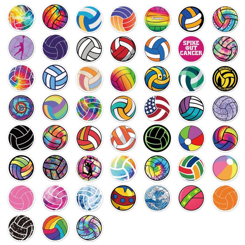 52pcs Volleyball Graffiti Stickers, Waterproof Decorative Sticker For DIY Creative Toys