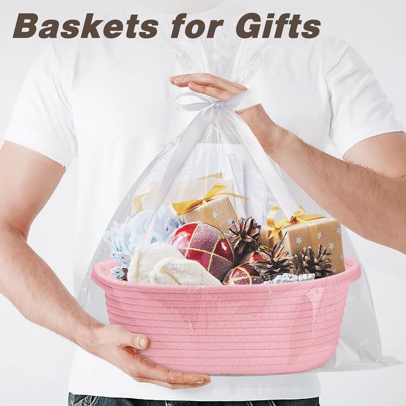 Small Woven Basket with Gift Bags and Ribbons Durable Baskets for Gifts Empty Small Rope Basket for Storage 12