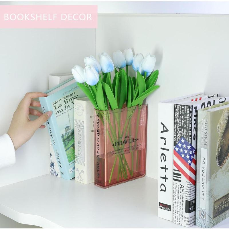 Book-Shaped Flower Vase, Book Lovers Gifts, Pink Vases for Wedding Decor Centerpieces & Must-Have for Home, Bookshelf,Bedroom & Table Premium Decor for Women Like Mothers Day (Pink)