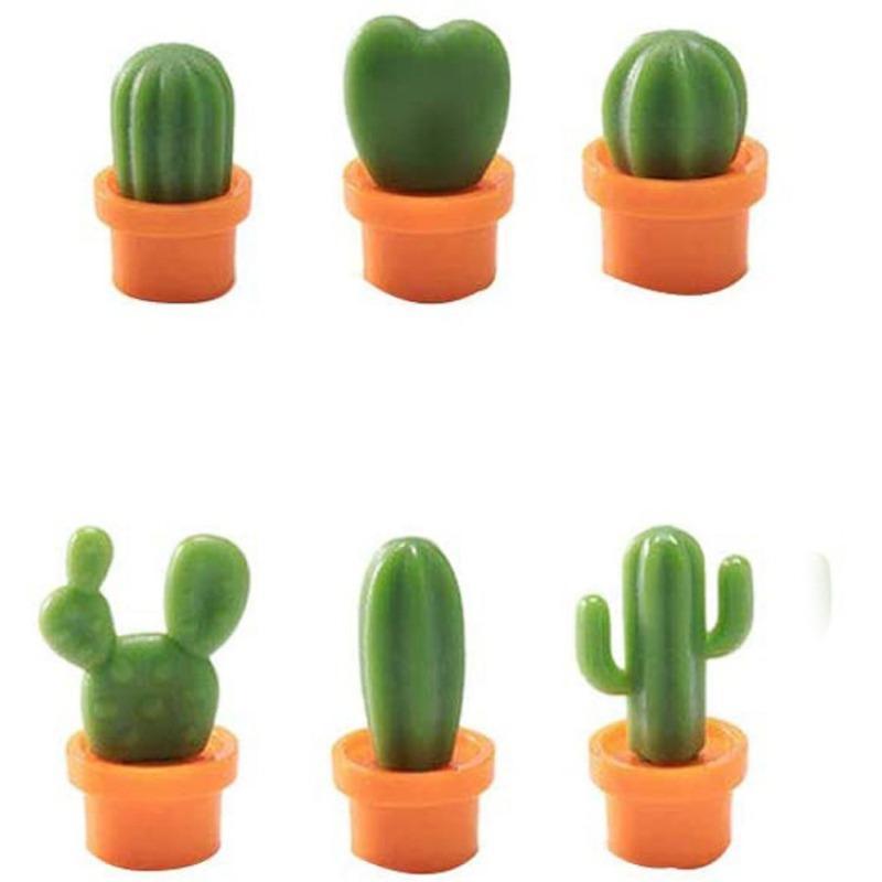 Cactus Shaped Magnetic Message Sticker, 6counts pack Cute Mini Magnetic Message Sticker, Refrigerator Magnet for Home Kitchen