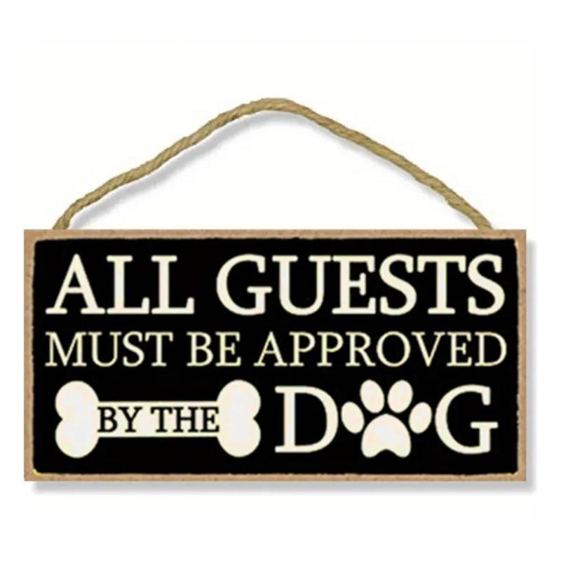 Wooden Letter Pattern Hanging Decor, All Guests Must Be Approved By The Dog Sign, Wall Art for Home Decor