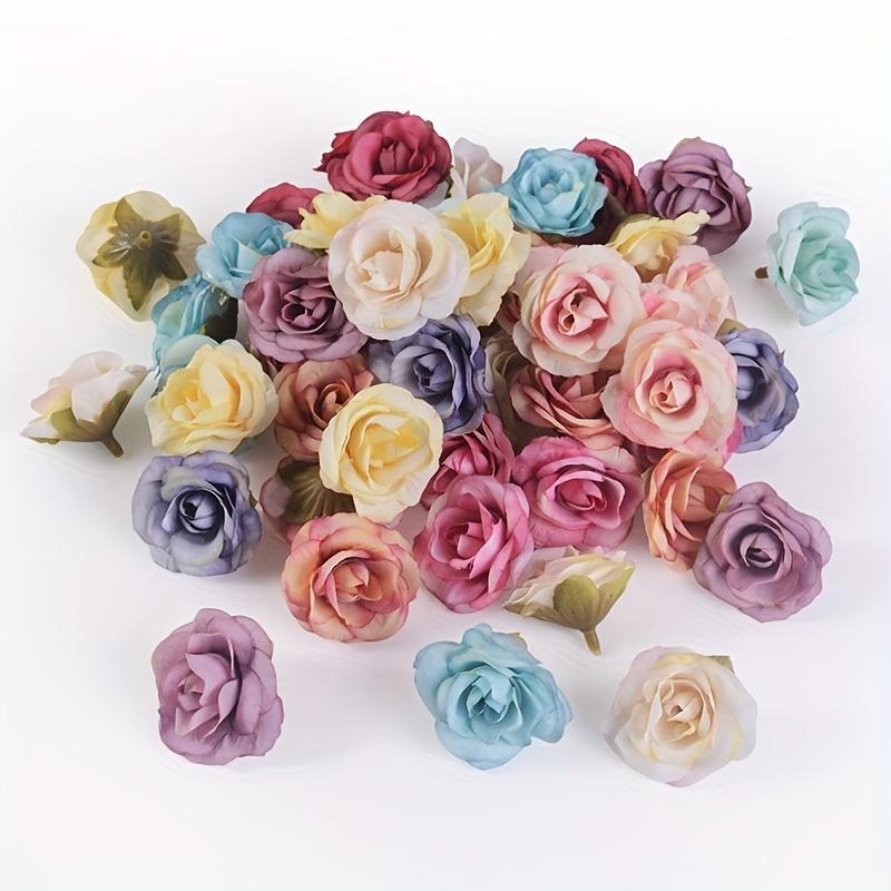 Random Color Artificial Rose Flower Head (10pcs), Simulated Rose Flower Head, Decorative Flowers for Home Wedding Party Decor