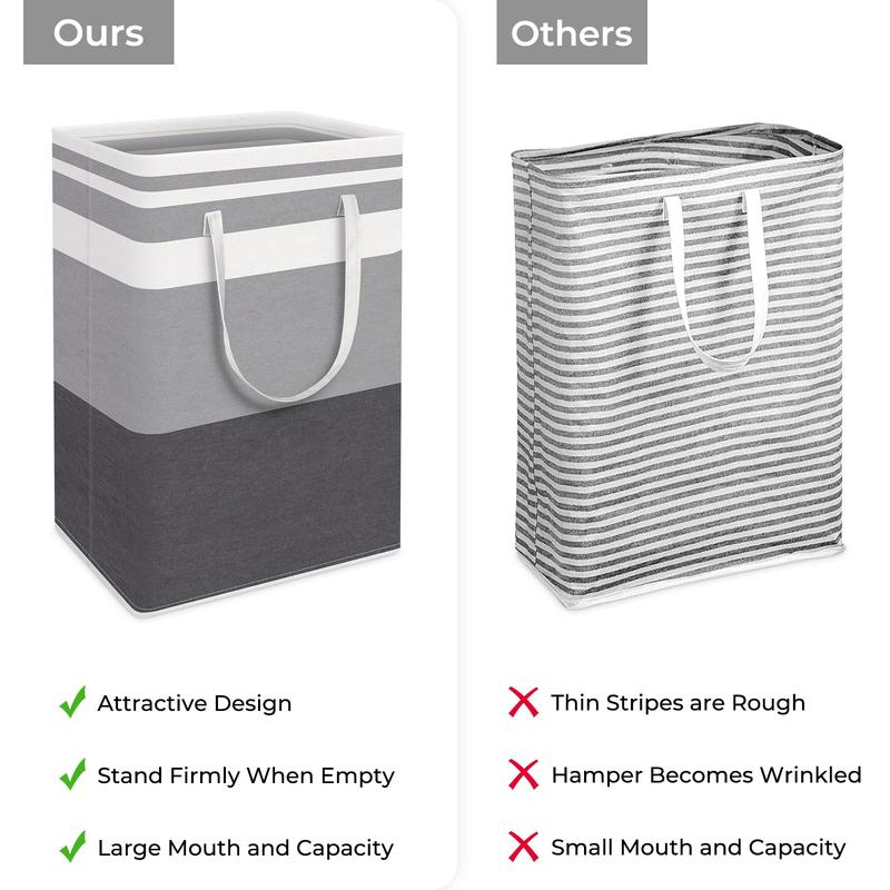 2-Pack Large Laundry Basket, Waterproof, Freestanding Laundry Hamper, Collapsible Tall Clothes Hamper with Extended Handles for Clothes Toys in the Dorm and Family-(Gradient Grey, 75L)