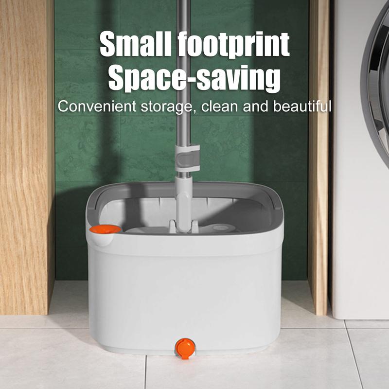 KZKR Spin Mop and Bucket System with Dual Compartment Mop Bucket and Thick Washable Microfiber Mop Pads