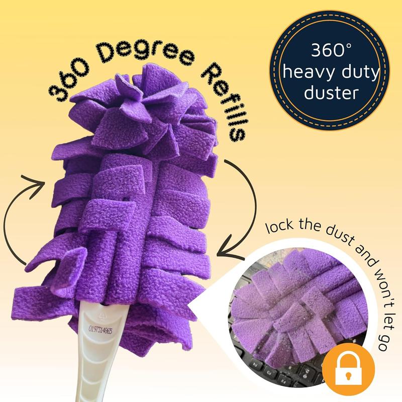 360° Fleece DUSTER REFILLS for Swiffer, Reusable Duster Refills Heavy Duty Compatible with Swiffer Hand Duster (3 Pack-Mixed Color)