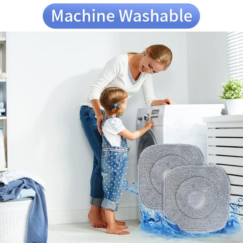 Spin Mop & Bucket Set Only Mop Pads with Self-Separating Dirty Water & Clean Water System, Self-Drying 360° Spin Square Mop Head for Hardwood Tile Marble Floors,Cleaning Mop after the party,adjustable hand tool