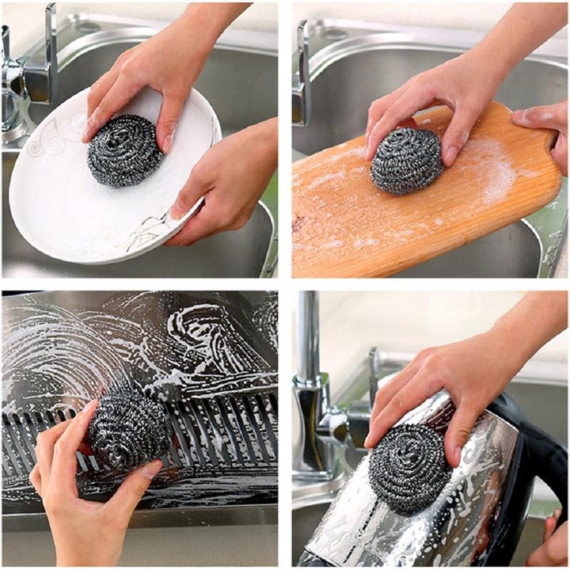 6 Pack Stainless Steel  Scrubber, Scrubbing Scouring Pad, Steel  Scrubber for Kitchens, Bathroom and More