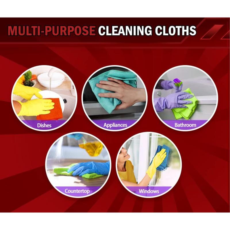 Microfiber Cleaning Cloths-50PK, Microfiber Towels for Cars,  All-Purpose Car Cloth, Dusting Cloth Cleaning Rags, Absorbent Microfiber Cloth for SUVs, House, Kitchen, Window-12×12