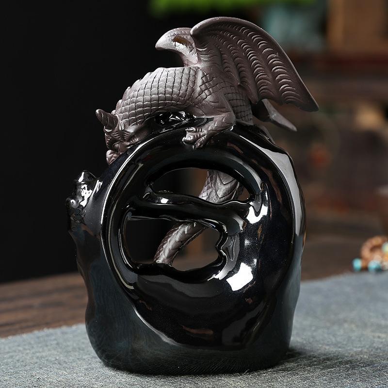 Ramadan Decorations Dragon Design Incense Burner without Incense, 1 Count Creative Waterfall Backflow Incense Burner, Home Decor