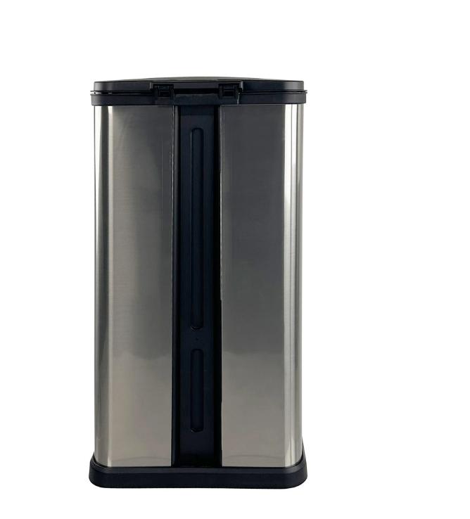 13.2 Gallon Trash Can, Plastic Rectangular Step Kitchen Trash Can, Silver Stainless Steel