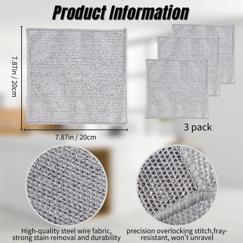 5 Pack Multifunctional Non-Scratch Wire Dishcloth, Wire Mesh Knit Cleaning Cloth,for Dishes, Sinks, Counters, Easy Rinsing, Machine Washable