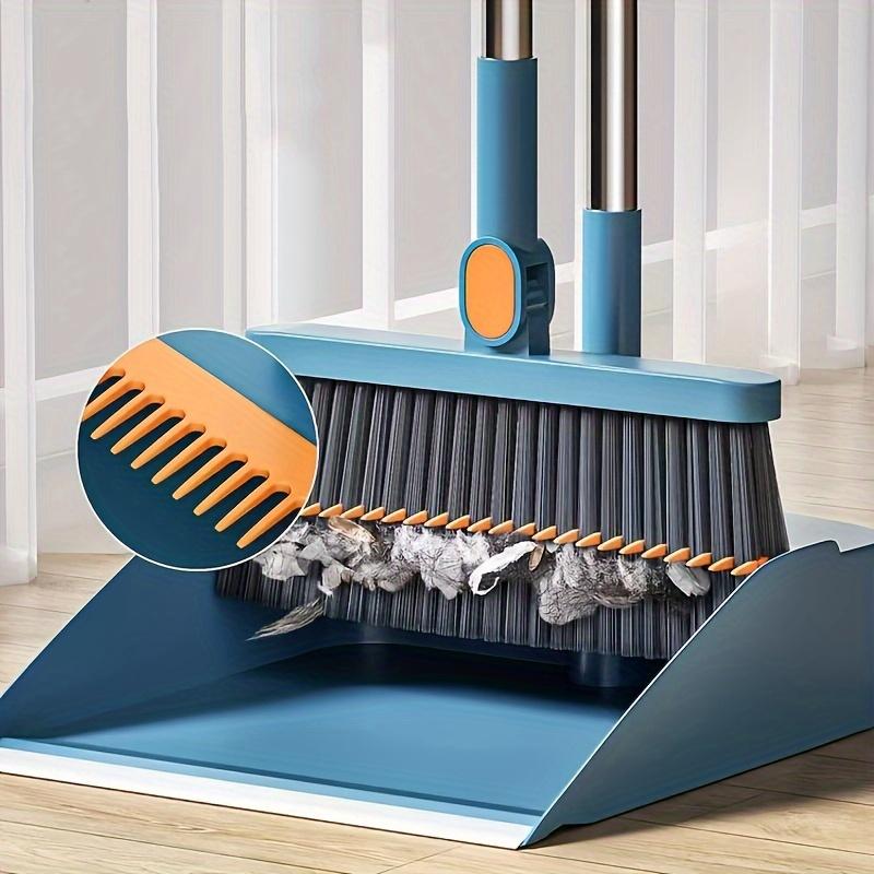 One set, household broom and dustpan set, long handled floor cleaning broom and dustpan set, rotatable broom and dust removal dustpan with comb, suitable for home, kitchen, room, office, cleaning