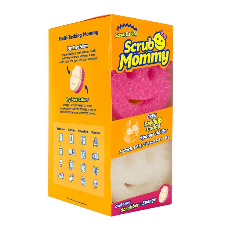 Scrub Daddy - Scrub Mommy 6 Count Scrubbers and Sponges with Free Daddy Caddy Sponge Holder