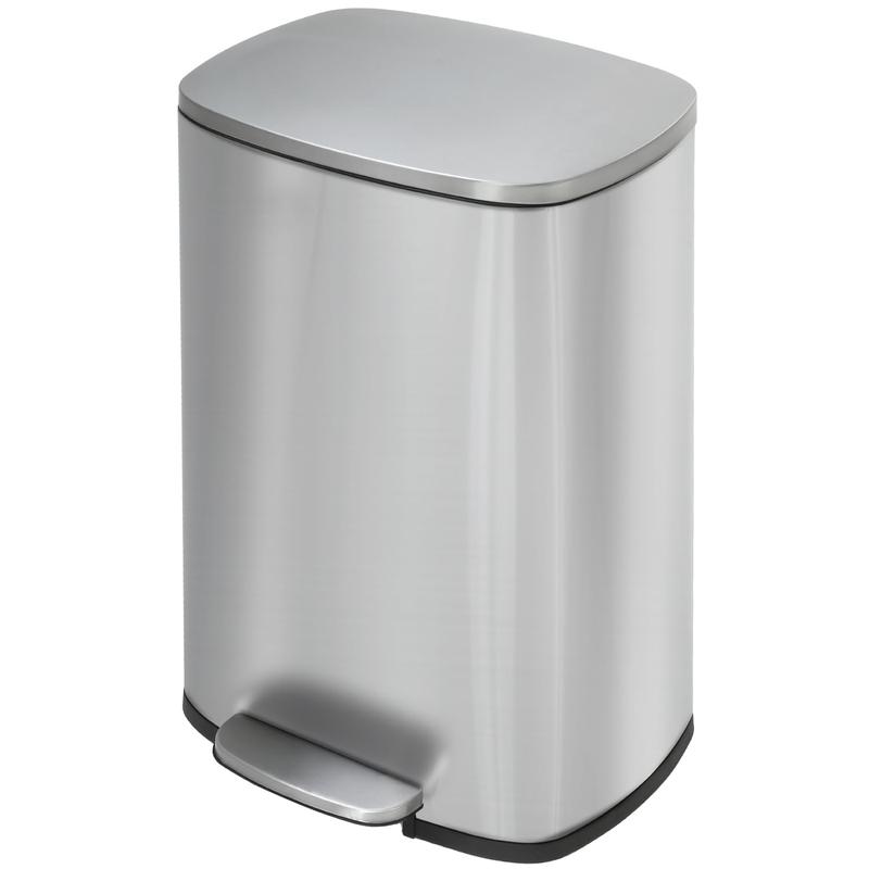 13 Gallon 50 Liter Trash Can, Fingerprint Proof Stainless Steel Kitchen Garbage Can with Removable Inner Bucket and Hinged Lids, Pedal Rubbish Bin for Home Office