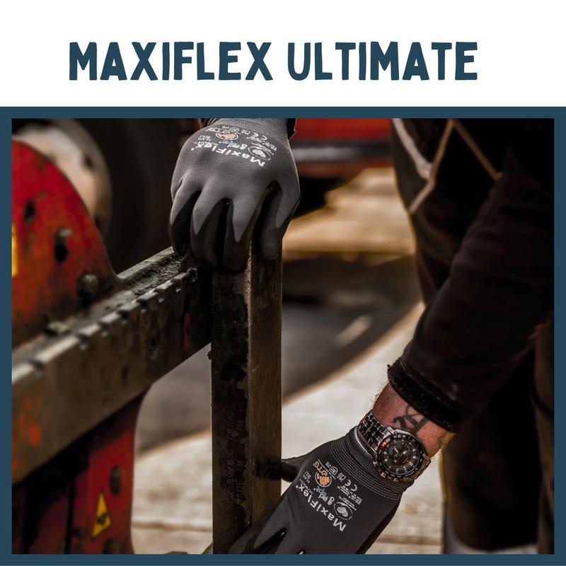 PIP MaxiFlex Ultimate 34-874 M,L,XL – High-Performance Foam Nitrile Palm Coated Gloves, Gray (Pack of 12) | Superior Grip, Abrasion Resistance, And Comfort For Heavy-Duty, Precision, And Labor Work | Ideal For Industrial And Construction Jobs In Spain