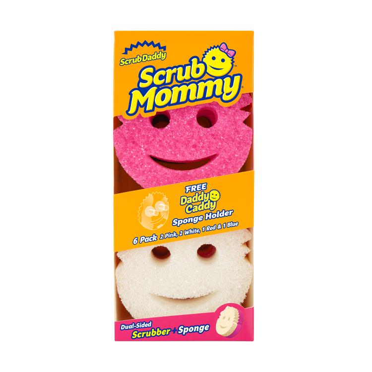 Scrub Daddy - Scrub Mommy 6 Count Scrubbers and Sponges with Free Daddy Caddy Sponge Holder