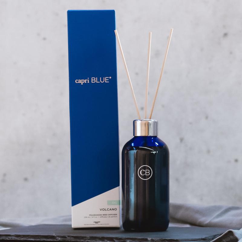 Capri Blue Volcano Candles 19 oz - Reed Oil Diffuser 8 Fl oz - Volcano - Comes with Diffuser Sticks, Oil, and Glass Bottle - Aromatherapy Diffuser