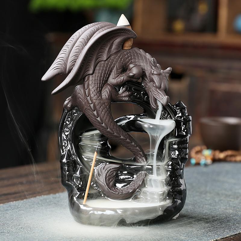 Ramadan Decorations Dragon Design Incense Burner without Incense, 1 Count Creative Waterfall Backflow Incense Burner, Home Decor