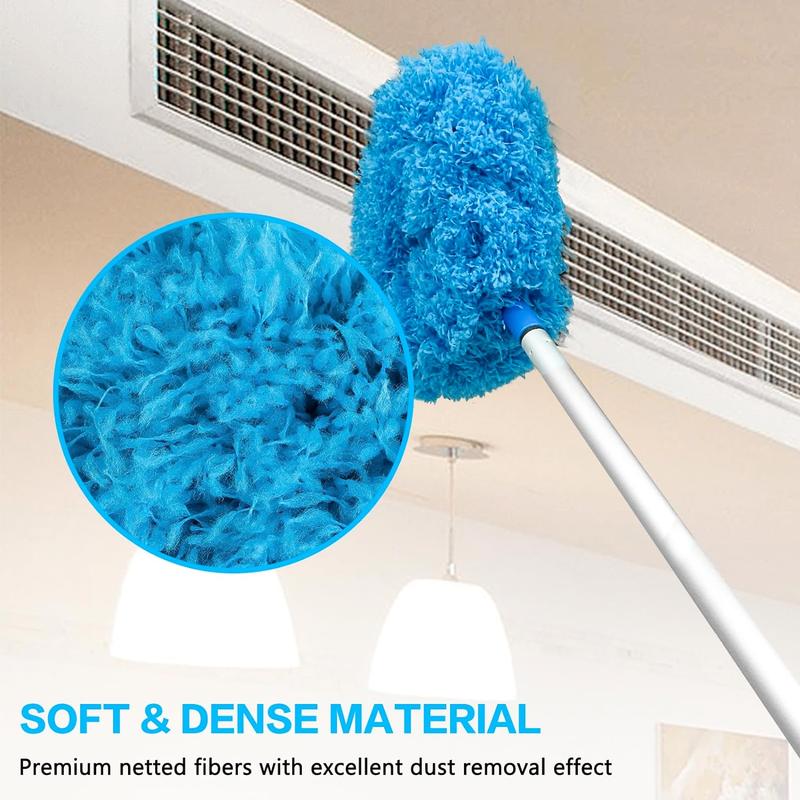 1 Piece Ceiling Fan Cleaner Duster Reusable Microfiber Ceiling Fan Blade Cleaner Removable Duster With Extension Pole Adjusts 13 To 49.7 Inch For Cleaning Walls Bookshelves Furniture Door Window Top (Blue) cleaning products sweep