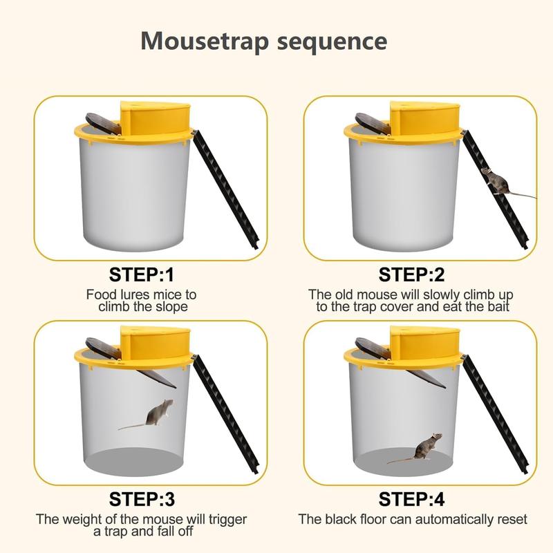 Mouse Trap Bucket Flip Lid - Automatic Reset Flip and Slide Mouse Trap - Humane Mouse Rat Traps for Indoor Outdoor Use - Reusable Mouse Trap