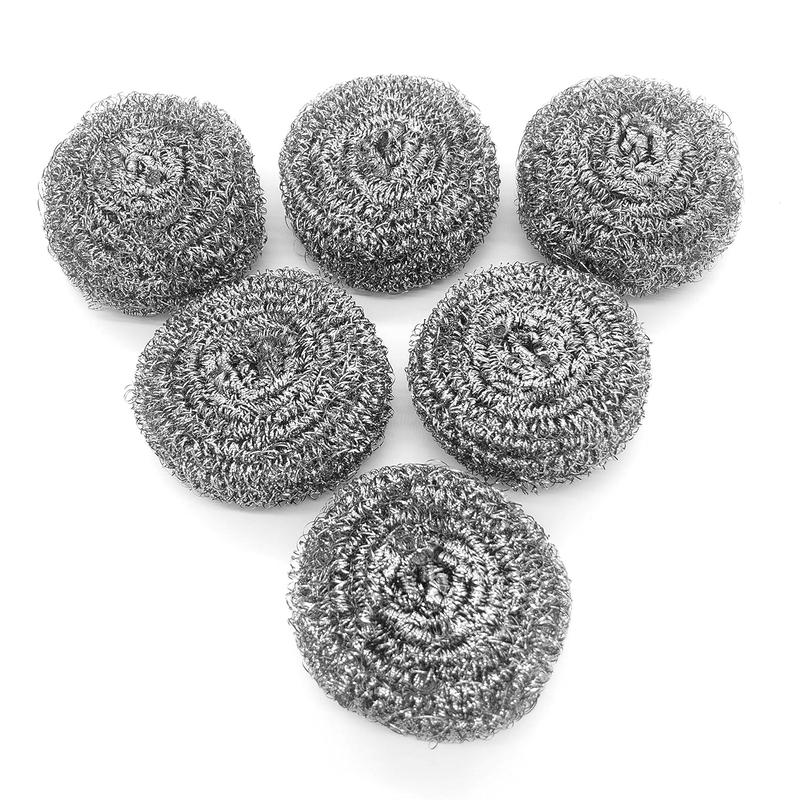 6 Pack Stainless Steel  Scrubber, Scrubbing Scouring Pad, Steel  Scrubber for Kitchens, Bathroom and More