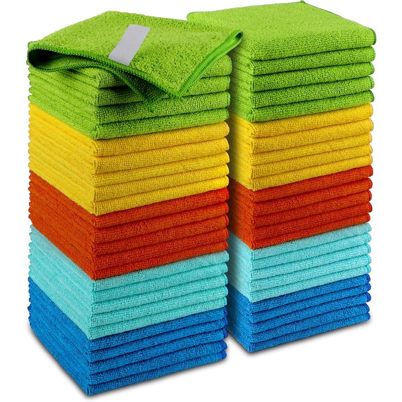 Microfiber Cleaning Cloths-50PK, Microfiber Towels for Cars,  All-Purpose Car Cloth, Dusting Cloth Cleaning Rags, Absorbent Microfiber Cloth for SUVs, House, Kitchen, Window-12×12