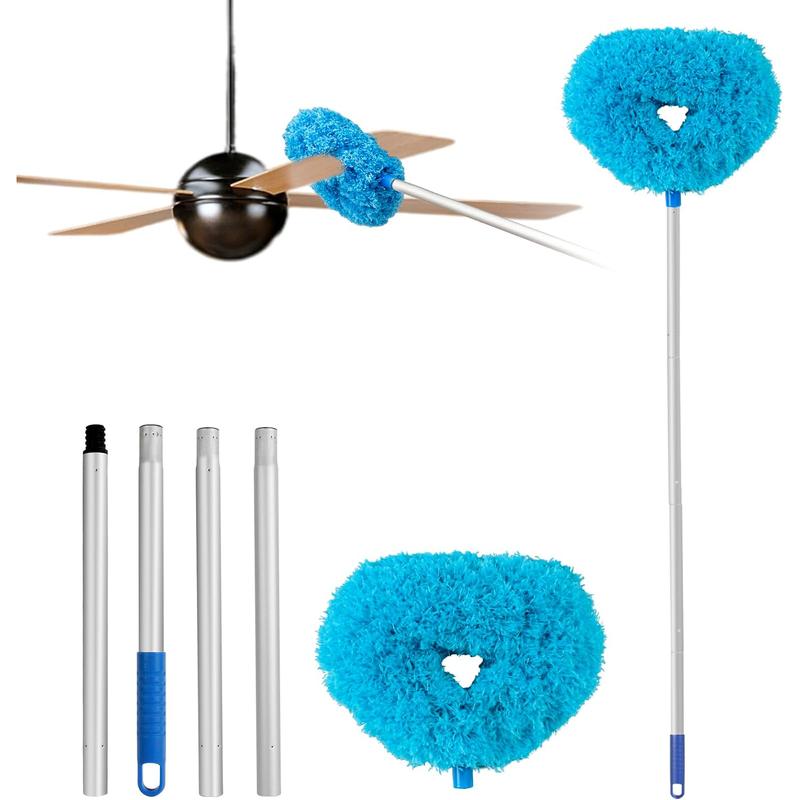 1 Piece Ceiling Fan Cleaner Duster Reusable Microfiber Ceiling Fan Blade Cleaner Removable Duster With Extension Pole Adjusts 13 To 49.7 Inch For Cleaning Walls Bookshelves Furniture Door Window Top (Blue) cleaning products sweep