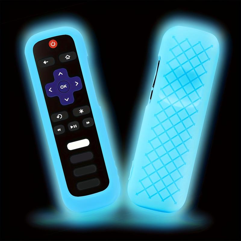 1 2 3pcs Glow-in-the-Dark Silicone Remote Cover With Lanyard For Roku TV Remote Control - Universal Silicone Sleeve Case For TCL Hisense, Roku TV Streaming Stick, 4K+  4K Voice Remote