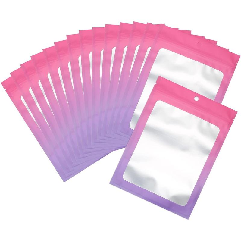 100 resealable zip-lock storage bags with clear Windows in gradient color deodorant bags (pink purple, 4 X 6 inches)