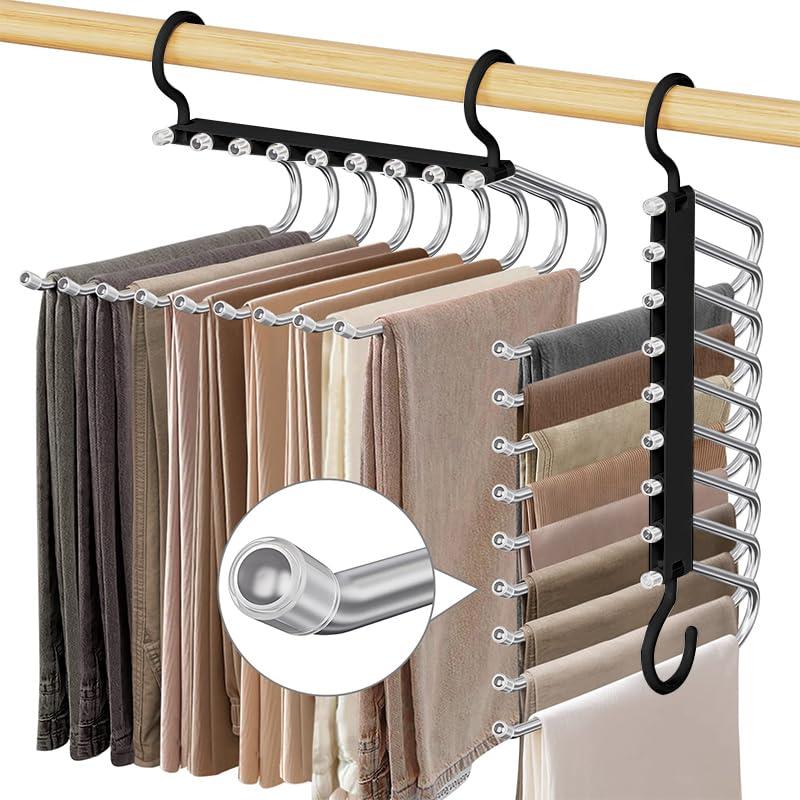 Room Decor 9 Layer Pants Hanger, Space Saving Hanger, Multifunctional Pants Storage Rack, Closet Organizer for Pants Jeans Leggings Trousers Skirts, Summer Gift, Summer Essentials, Bedroom Furniture Decorative Accessories, Fall Decor, Birthday Gifts