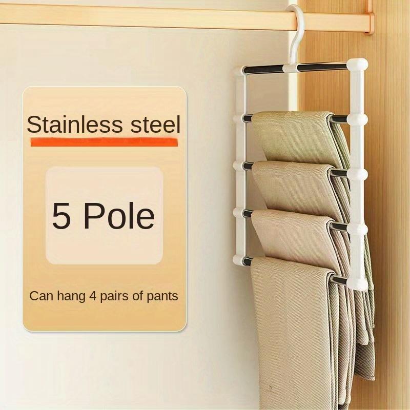 Stainless Steel Pole Hanger, 1 Count Foldable Pants Hanger, Multifunctional Clothes Hanger for Home Organizer for Bedroom, Closet, Wardrobe