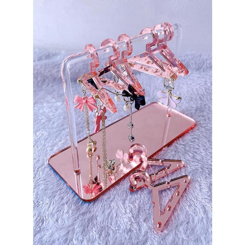 Earring Hanger Rack with 8 Mini Coat Hangers,  Earring Holder Display Stand, Ear Studs Hanging Earrings Organizer For Women Girls,Rose