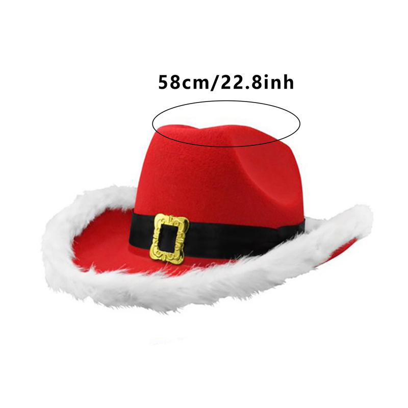 Adults Christmas Cowboy Hat and Scarf Red Santa Wide Brim Hat Holiday Party Costume Accessories