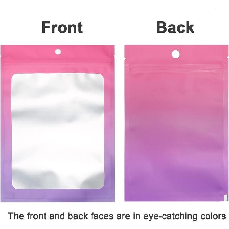 100 resealable zip-lock storage bags with clear Windows in gradient color deodorant bags (pink purple, 4 X 6 inches)