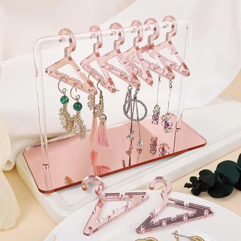 Earring Hanger Rack with 8 Mini Coat Hangers,  Earring Holder Display Stand, Ear Studs Hanging Earrings Organizer For Women Girls,Rose