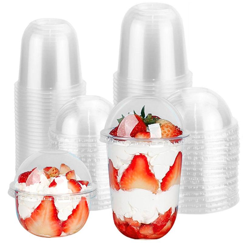 Clear Dessert Cup with Lid, 50pcs Disposable Dessert Cup, Dessert Container for Yogurt, Fruit Salad, Ice Cream, Pudding, Cake, Party Supplies