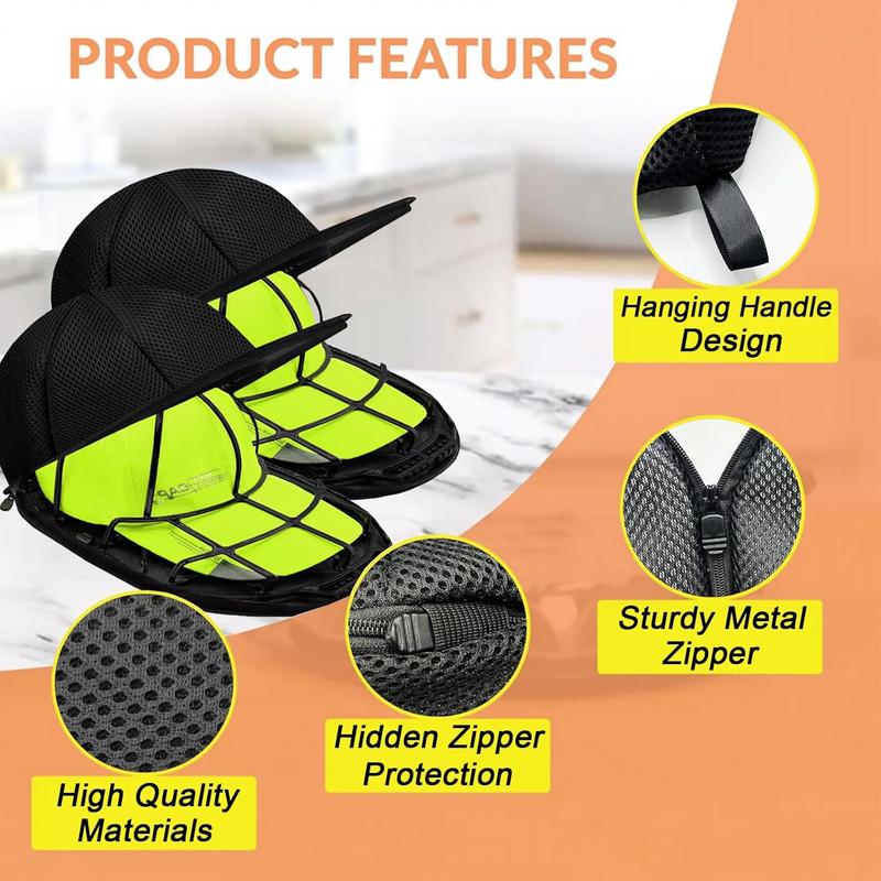 Hat Washer Cage - Hat Cage for Washing, Hat Cleaner Laundry Wash Bags for Baseball Caps (2 Pack Black with Bags)