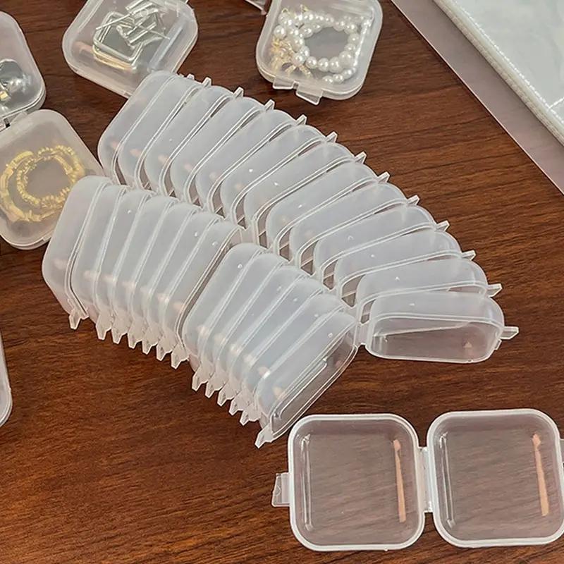 20pcs Mini Portable Jewelry Storage Box, Square Clear Jewelry Organizer With Lid, Dustproof Container For Earring Necklace Ring Jewelry, Home Organizer Supplies, Fall Decor