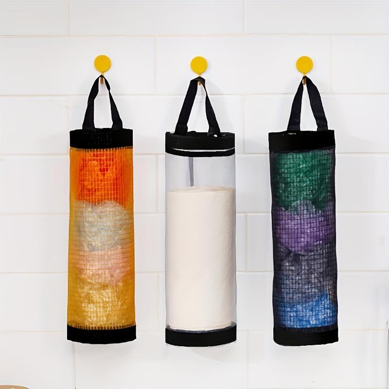 Household Multi-purpose Hanging Storage Basket, 1 Count Random Color Plastic Bag Storage Bag, Nylon Hanging Storage Organizer for Kitchen