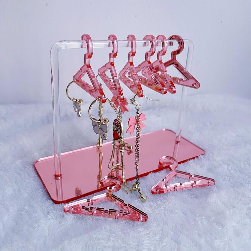 Earring Hanger Rack with 8 Mini Coat Hangers,  Earring Holder Display Stand, Ear Studs Hanging Earrings Organizer For Women Girls,Rose